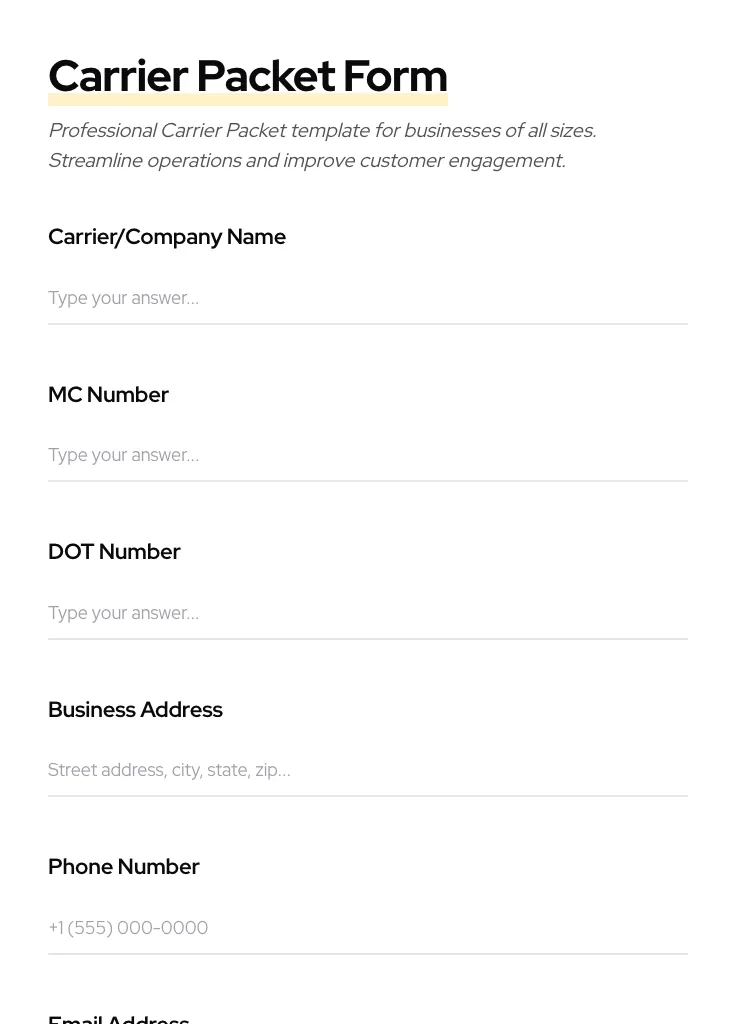 Carrier Packet preview