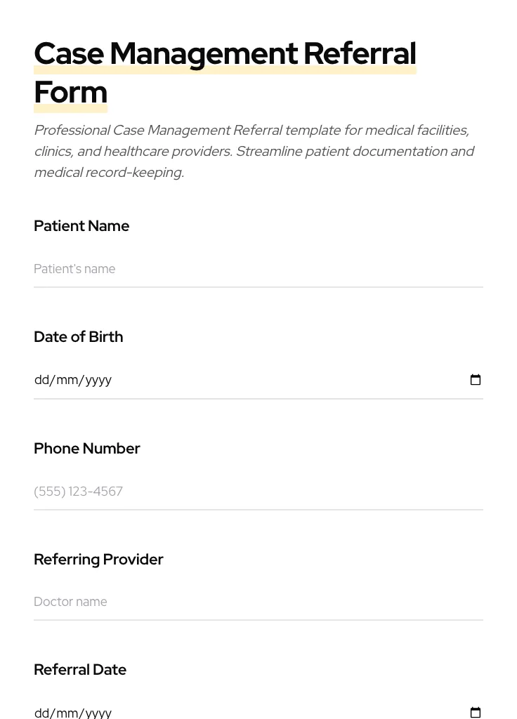 Case Management Referral preview