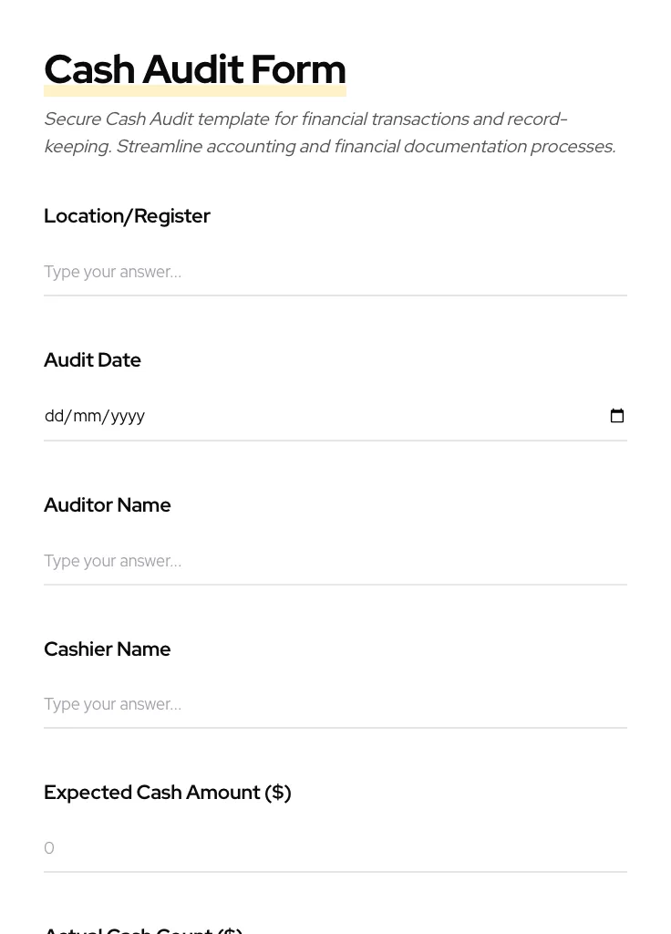 Cash Audit preview