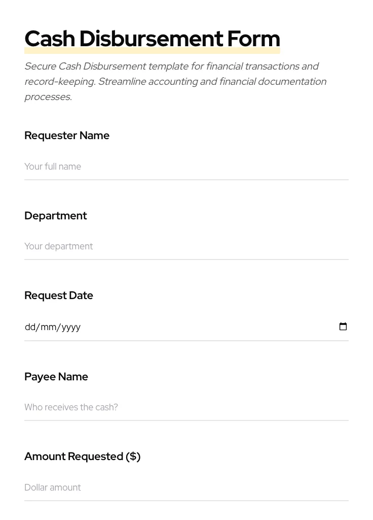 Cash Disbursement preview