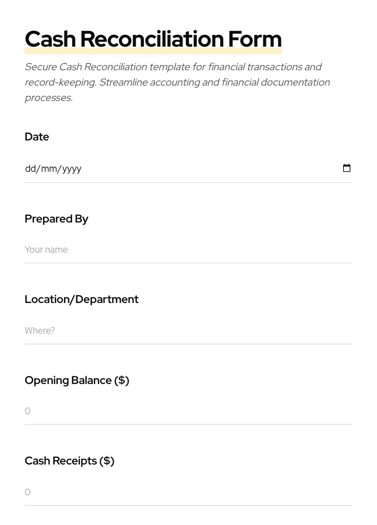 Cash Reconciliation preview