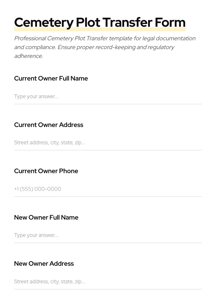Cemetery Plot Transfer preview