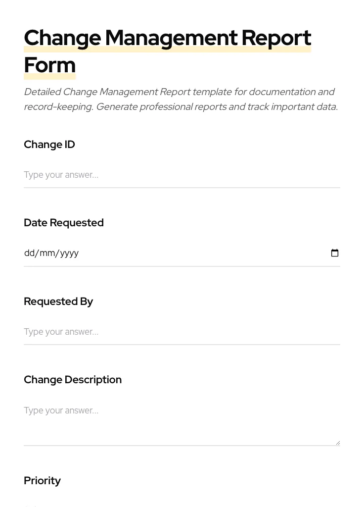 Change Management Report preview