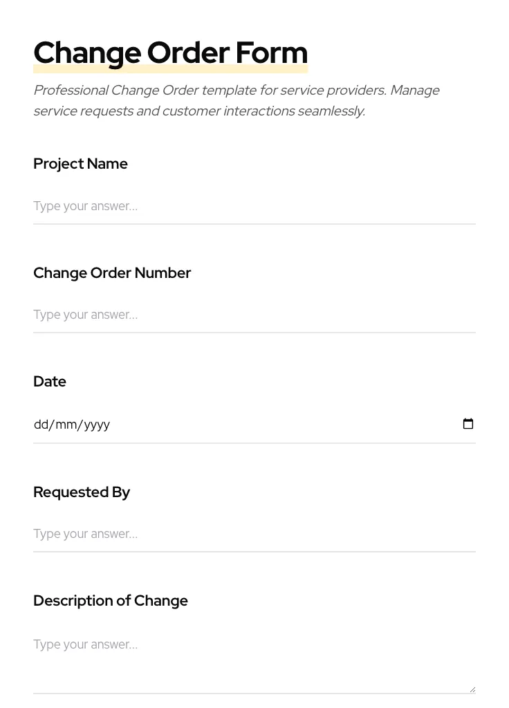 Change Order preview
