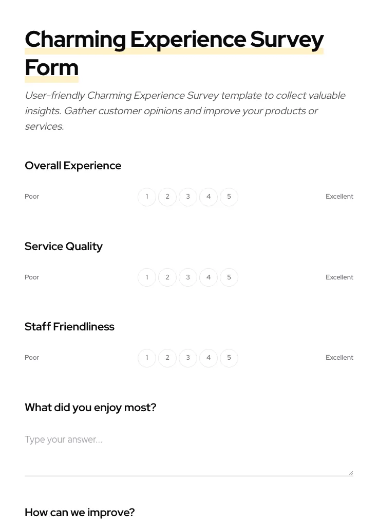 Charming Experience Survey preview