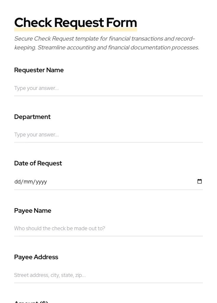 Check Request preview
