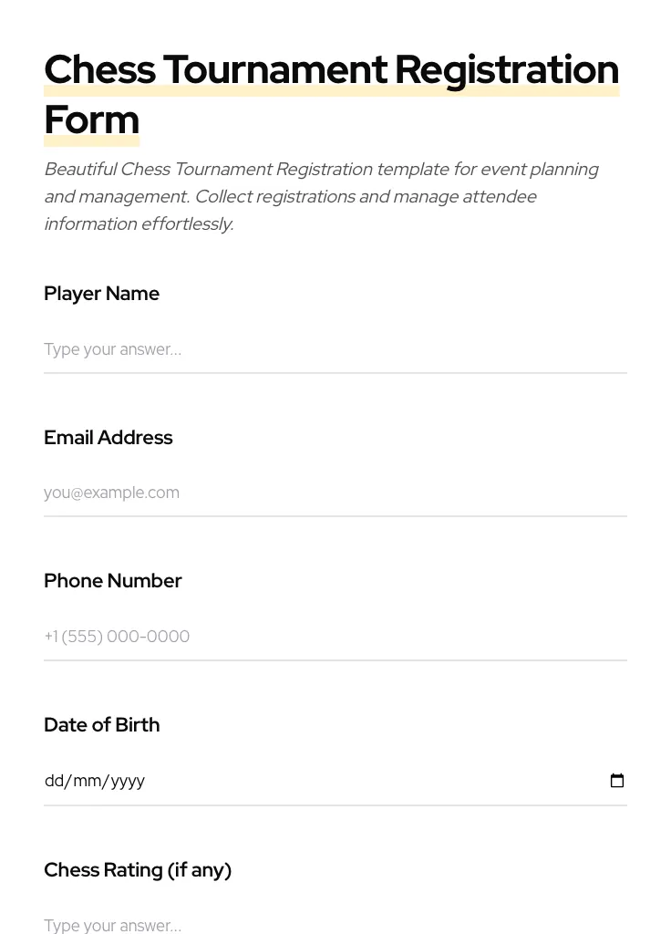 Chess Tournament Registration preview