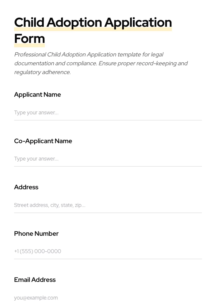 Child Adoption Application preview