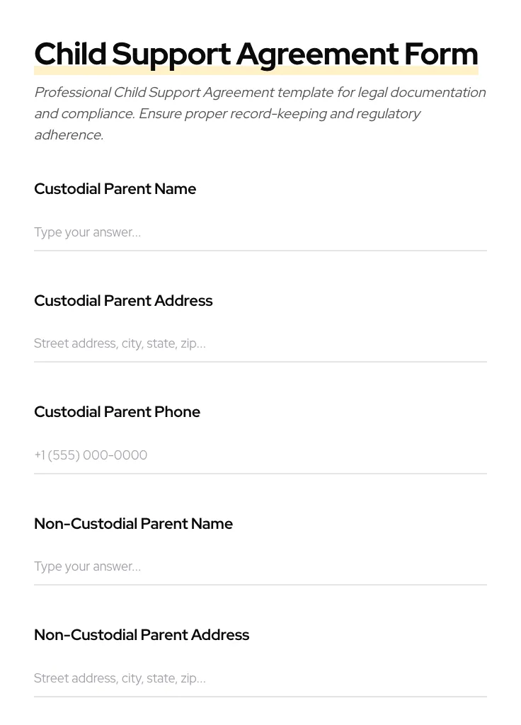 Child Support Agreement preview