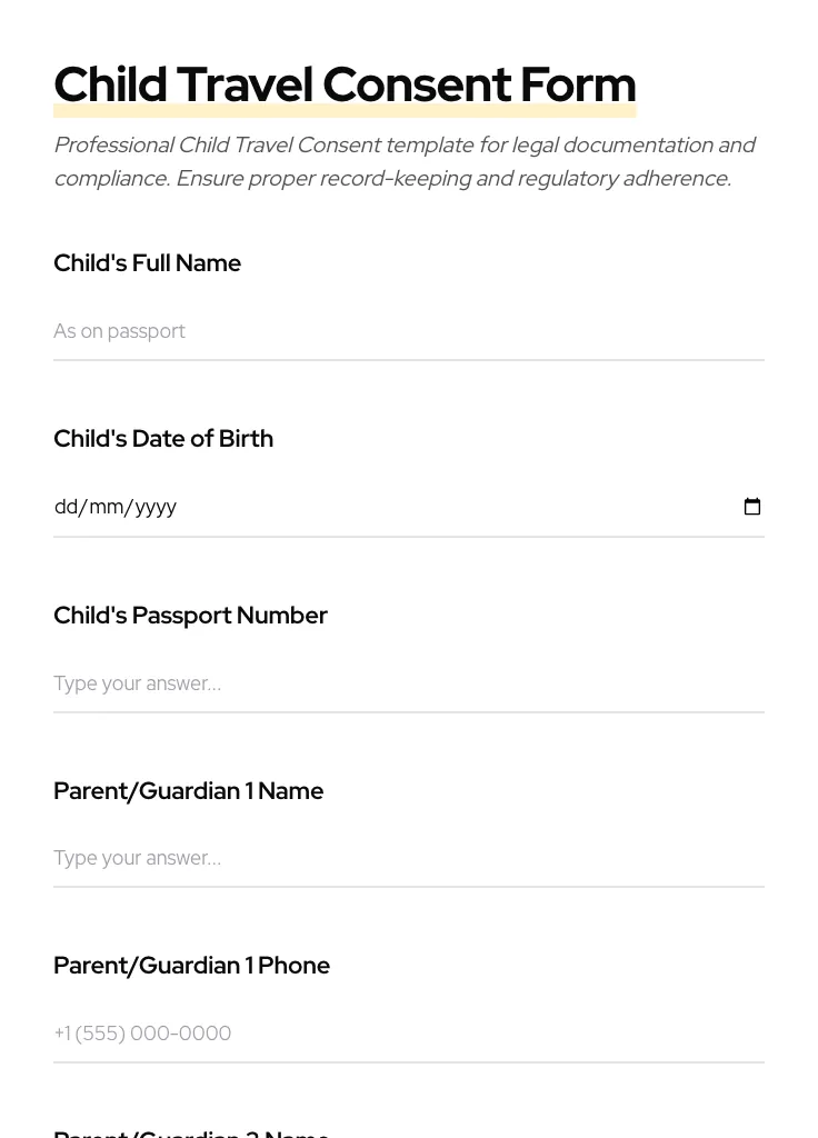 Child Travel Consent preview