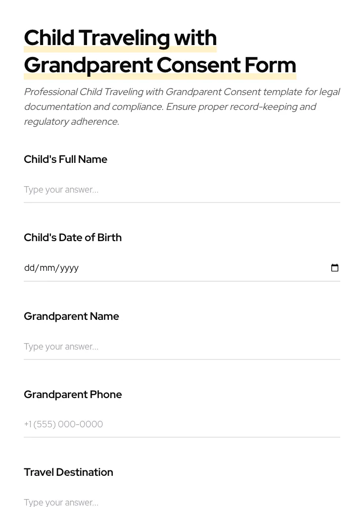 Child Traveling with Grandparent Consent preview