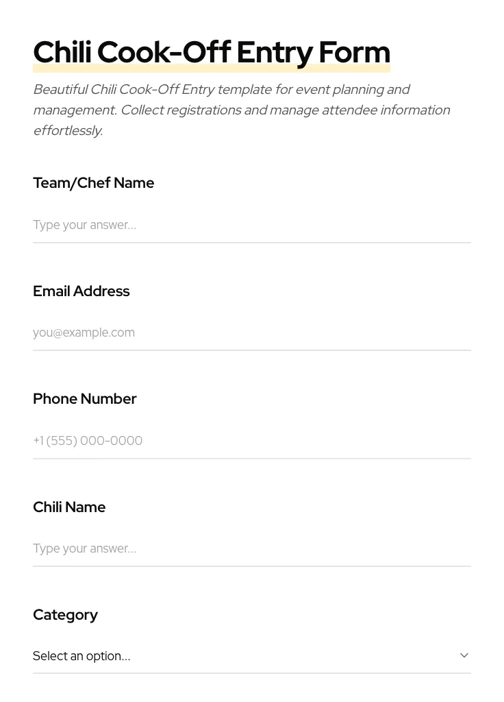 Chili Cook-Off Entry preview