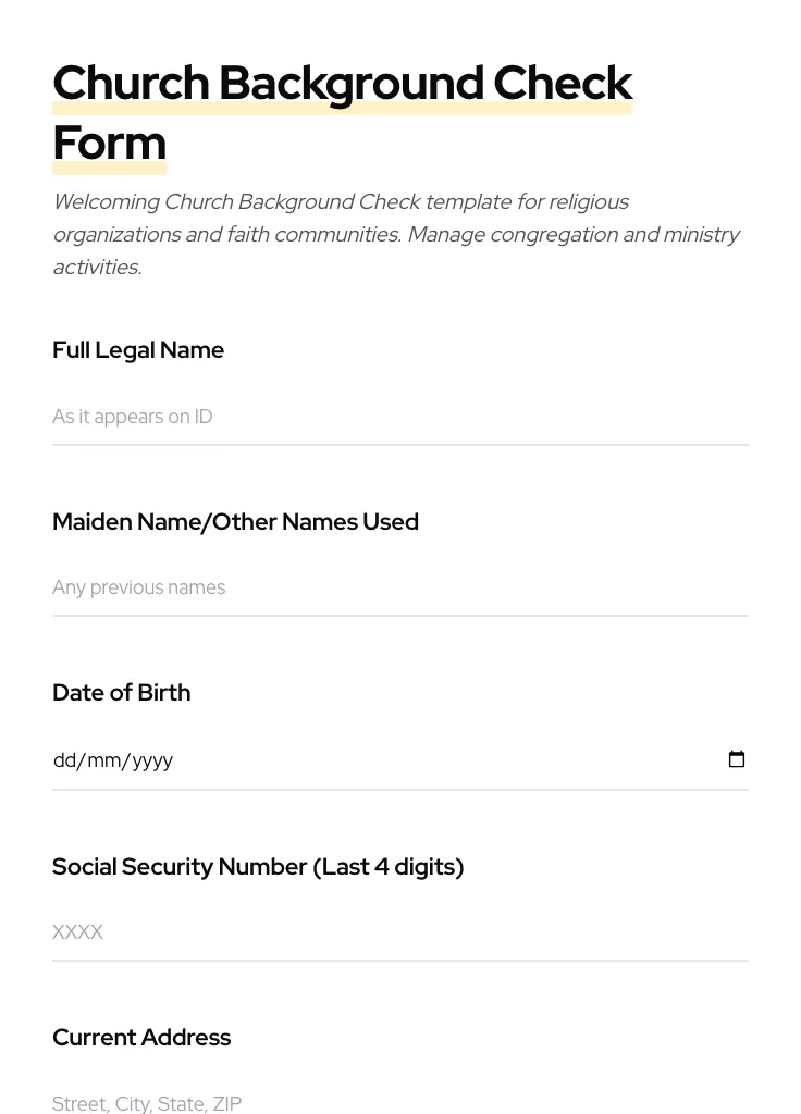 Church Background Check preview