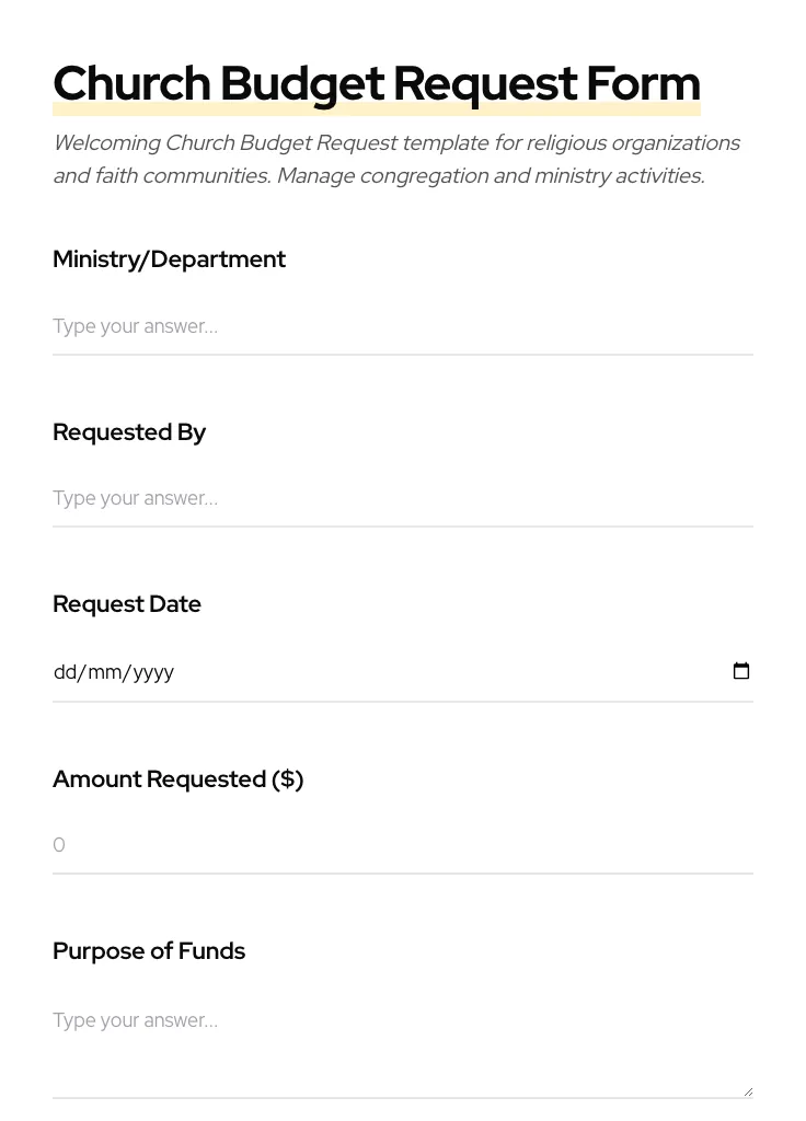 Church Budget Request preview