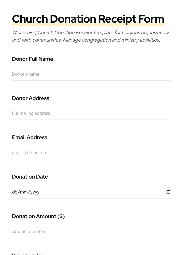 Church Donation Receipt preview