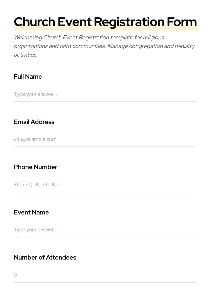 Church Event Registration preview