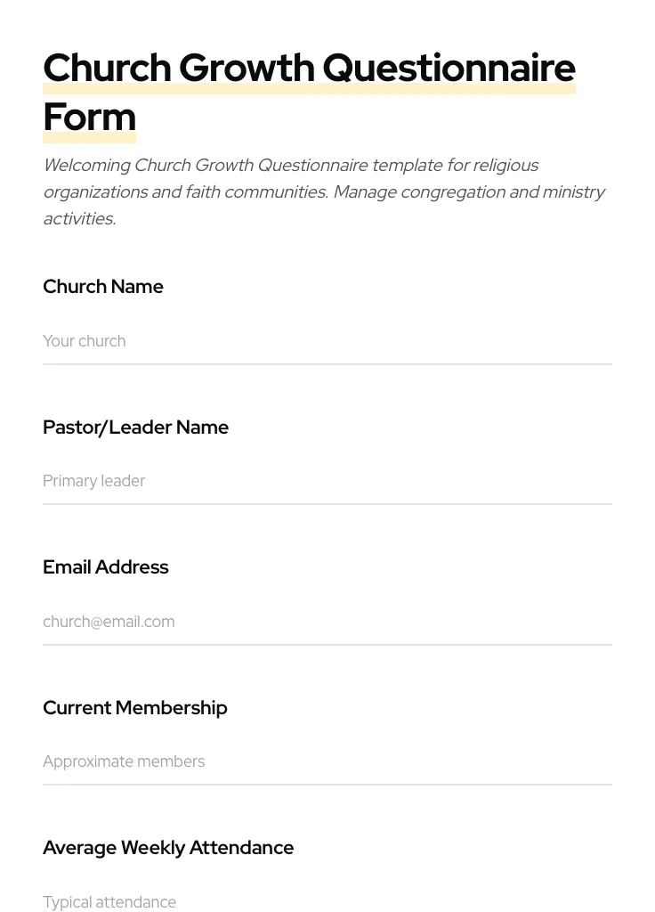 Church Growth Questionnaire preview