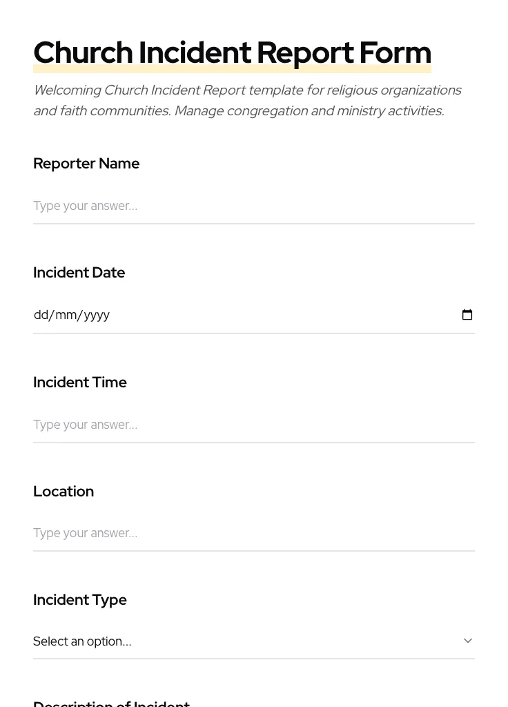 Church Incident Report preview
