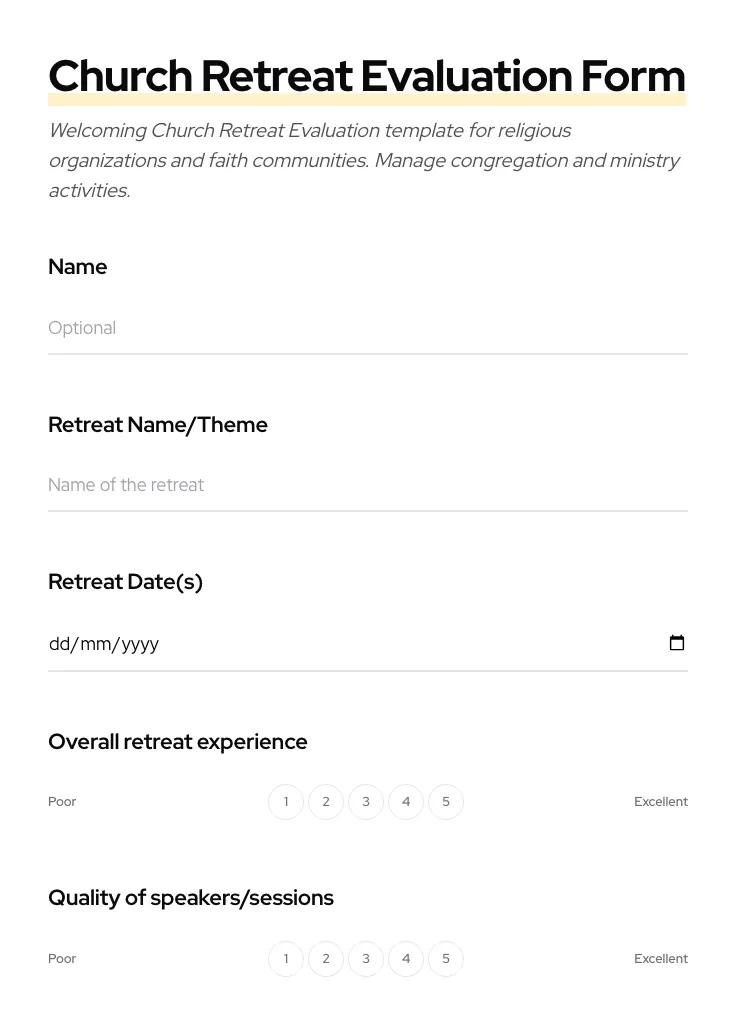 Church Retreat Evaluation preview