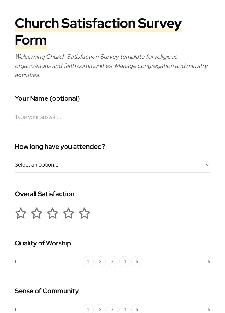 Church Satisfaction Survey preview