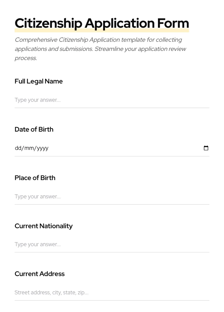 Citizenship Application preview