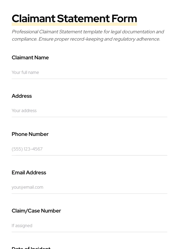 Claimant Statement preview