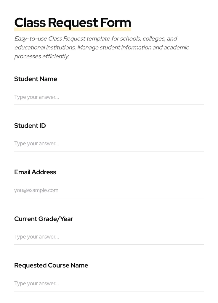 Class Request preview