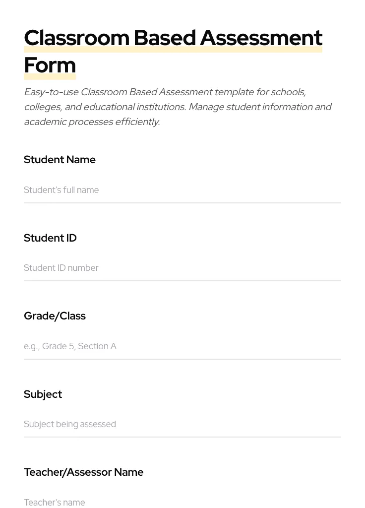 Classroom Based Assessment preview