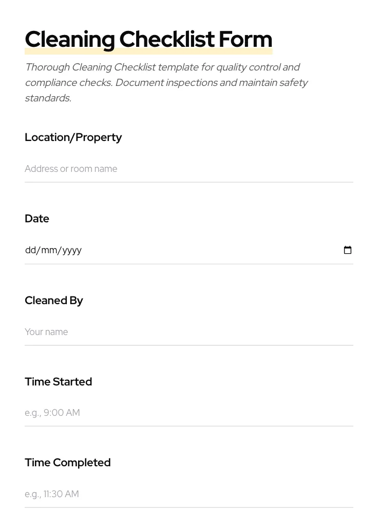 Cleaning Checklist preview