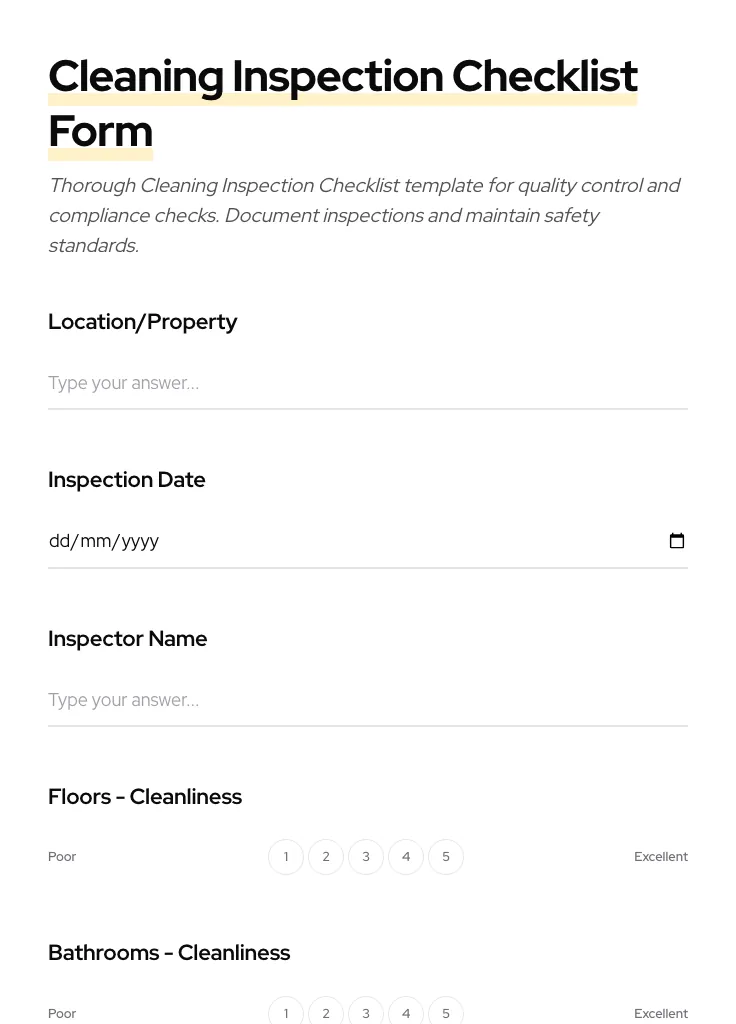Cleaning Inspection Checklist preview