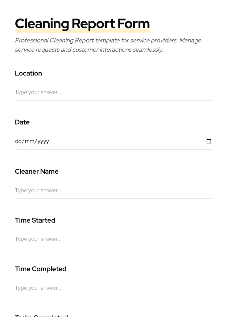 Cleaning Report preview