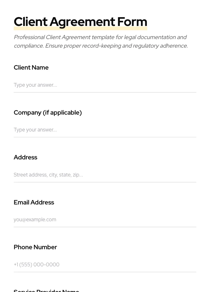 Client Agreement preview