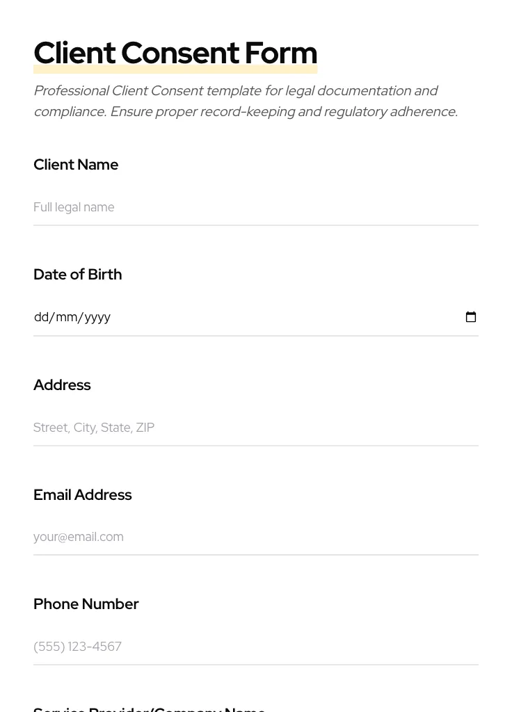 Client Consent preview