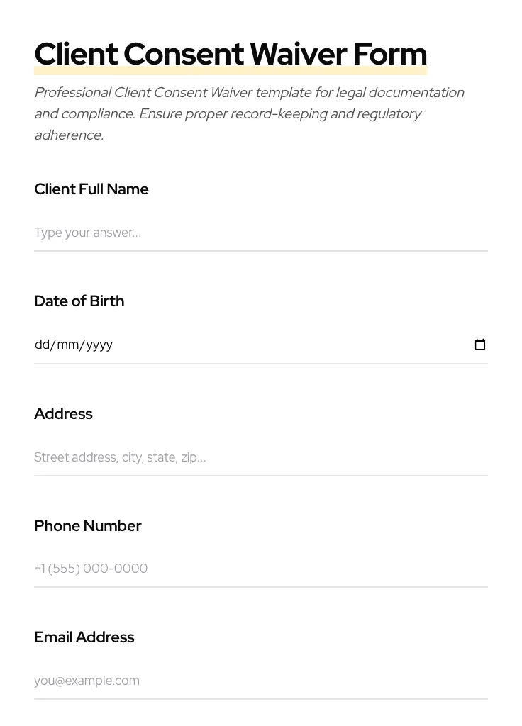 Client Consent Waiver preview