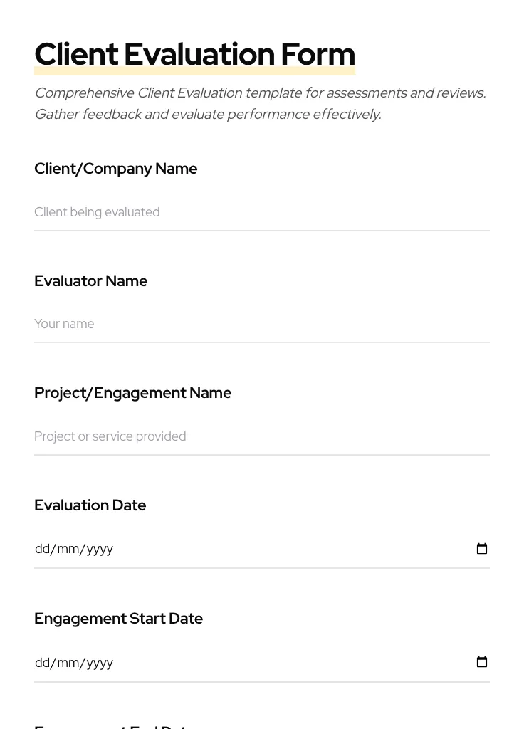 Client Evaluation preview