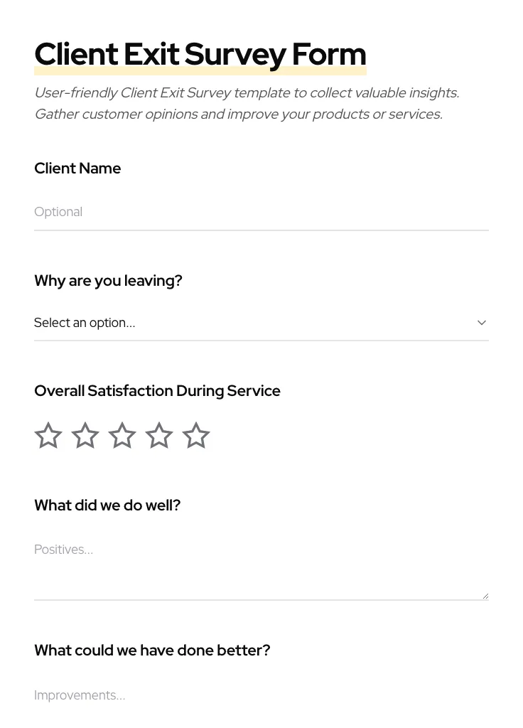 Client Exit Survey preview
