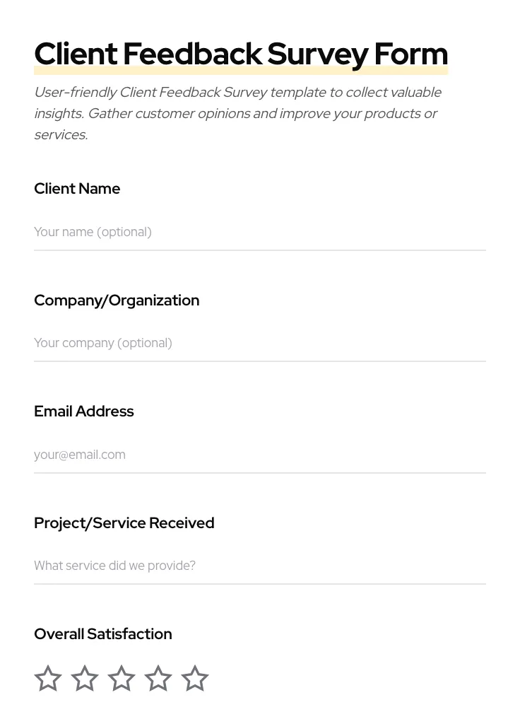 Client Feedback Survey preview