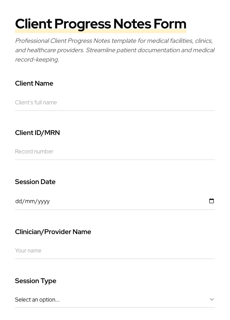 Client Progress Notes preview