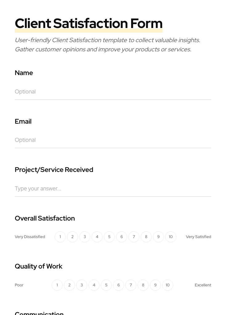Client Satisfaction preview