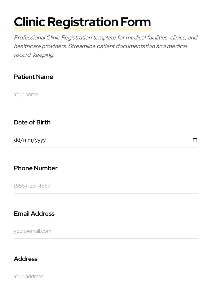 Clinic Registration preview