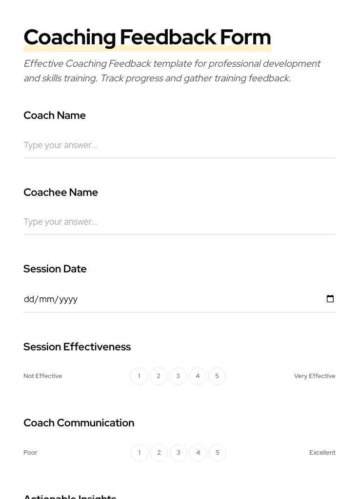 Coaching Feedback preview