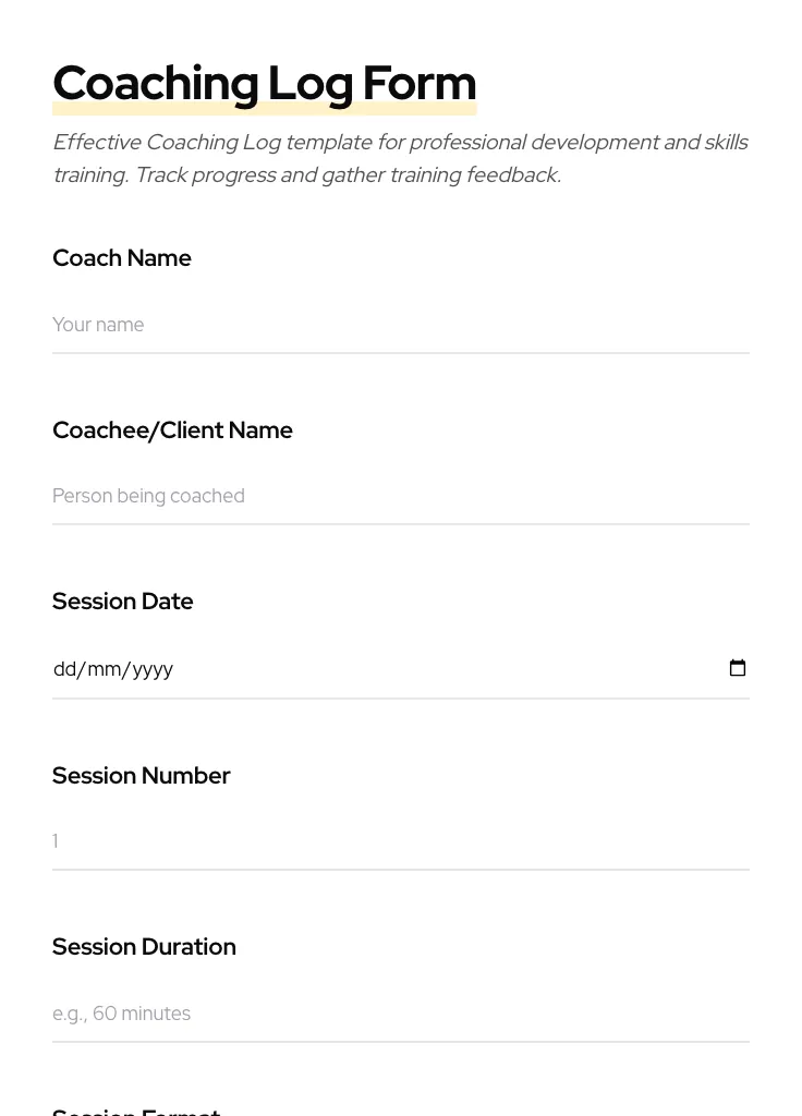Coaching Log preview