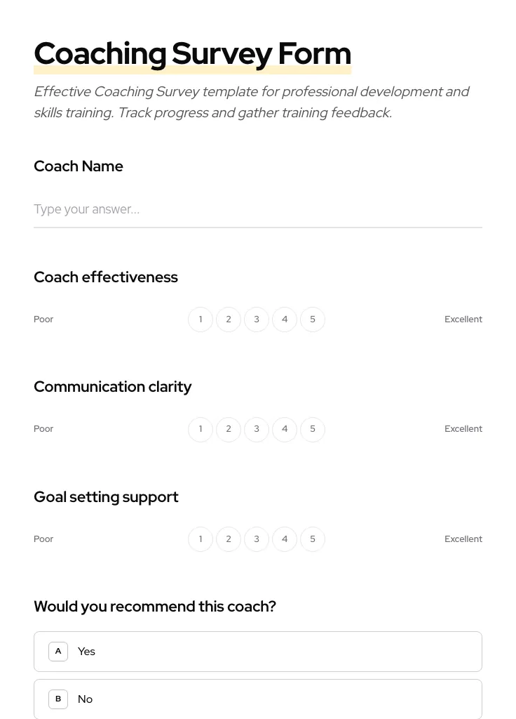 Coaching Survey preview