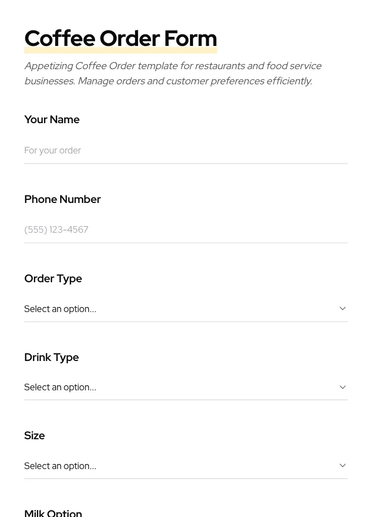 Coffee Order preview
