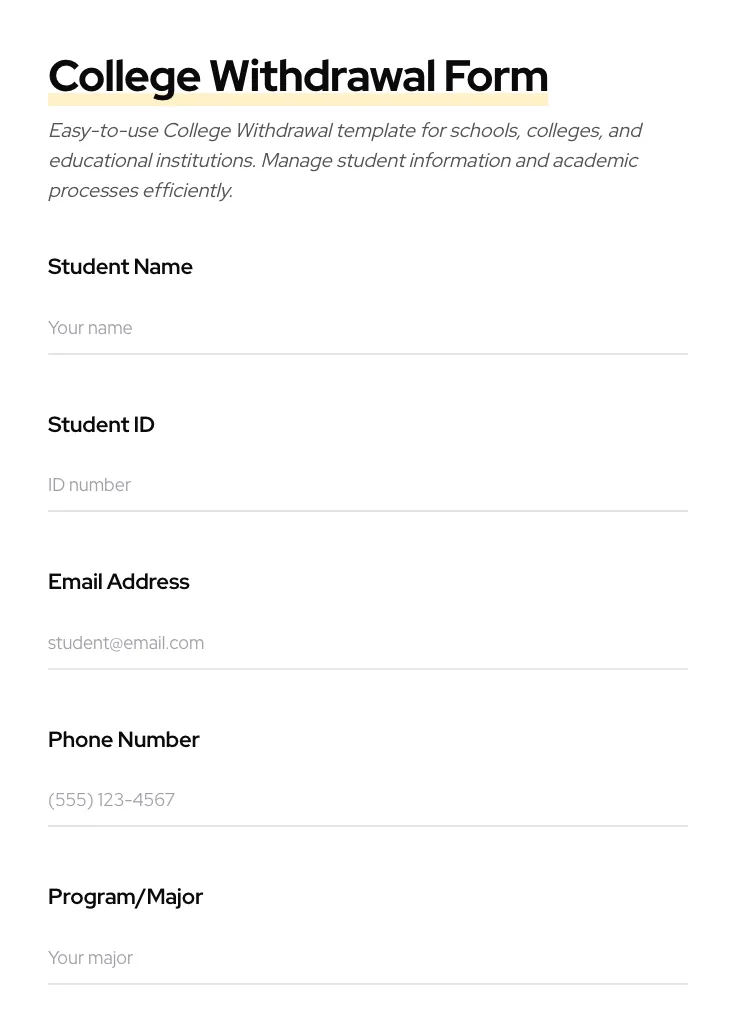 College Withdrawal preview