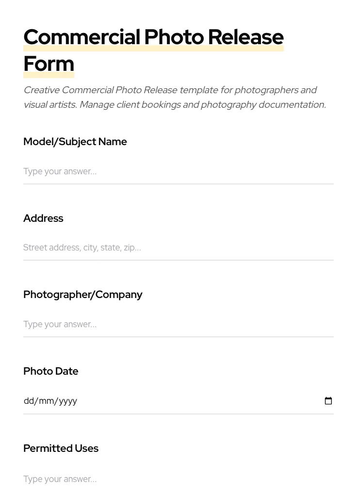 Commercial Photo Release preview