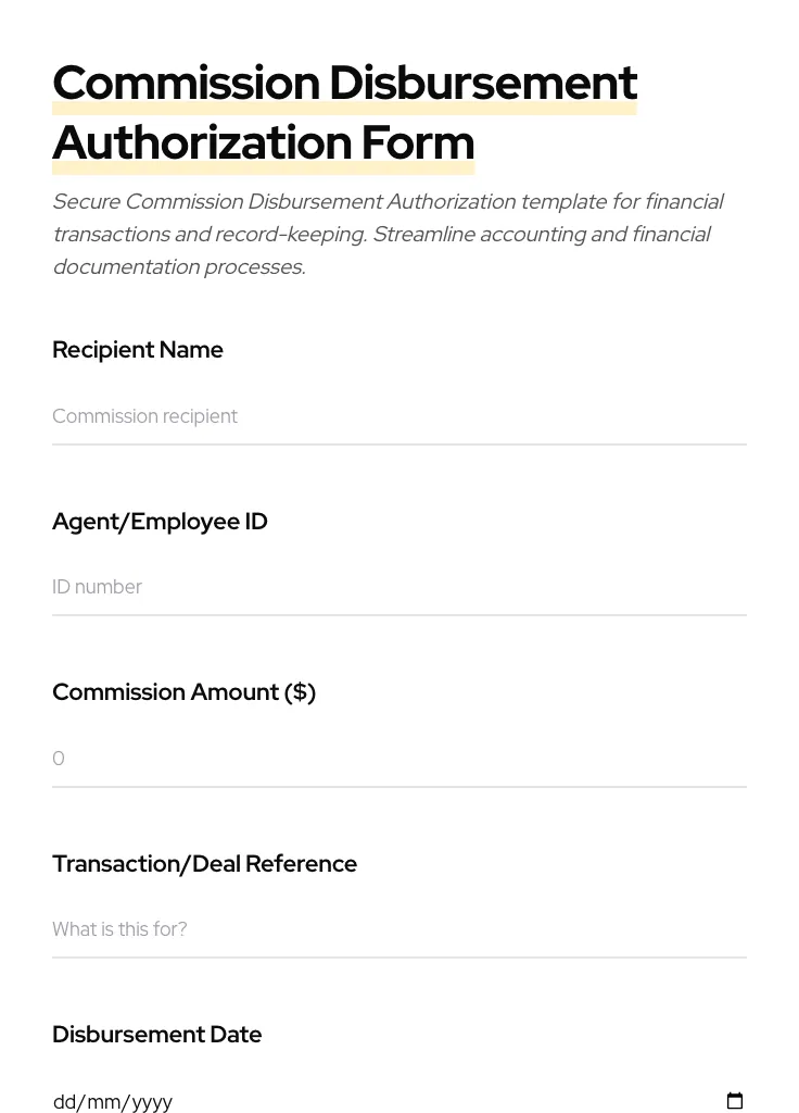 Commission Disbursement Authorization preview