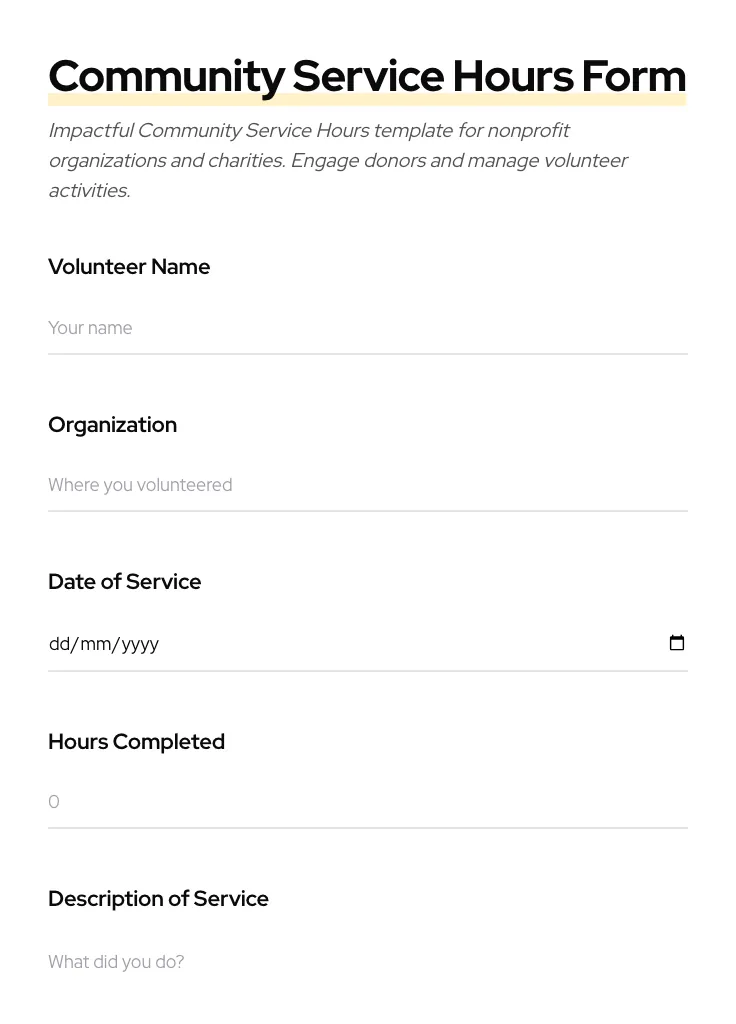 Community Service Hours preview