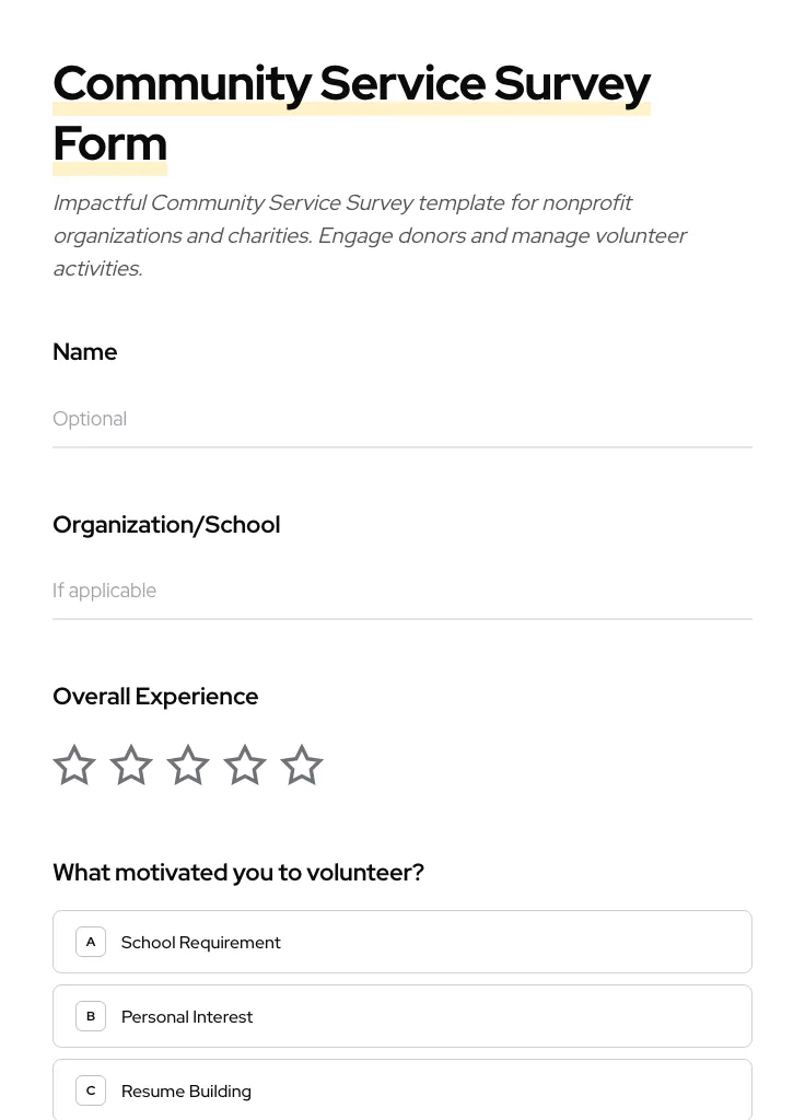 Community Service Survey preview