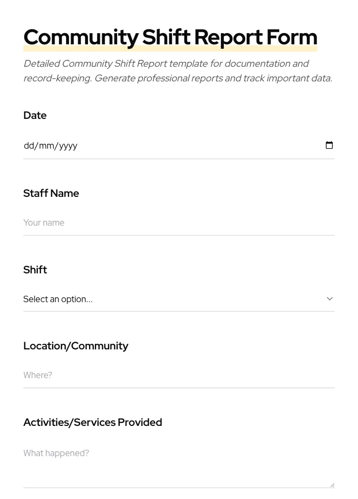 Community Shift Report preview